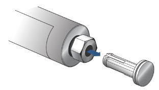 Remove the plastic arbor from the preassembled cartridge