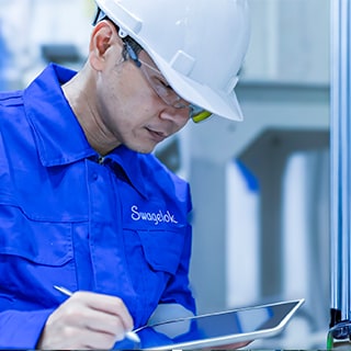 Engineer working in a semiconductor fabrication plant