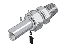Tube Fitting Installation: mark the nut at the 6 o’clock position.