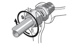 Tube Fitting Installation: tighten the nut one and one-quarter turns