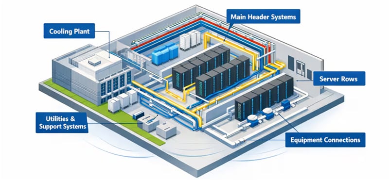 data centre, cooling water, utilisies, services