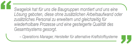 Ein OEM für Fahrzeuge mit alternativem Kraftstoffantrieb erzählt, wie dank Swagelok Zeit und Ressourcen eingespart werden konnten
