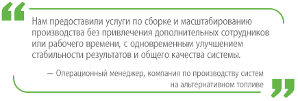 Цитата производителя комплектующих для автомобилей, работающих на альтернативном топливе, о том, как Swagelok помог им сэкономить время и ресурсы <p/>Цитата заказчика трубопроводных проектов об улучш