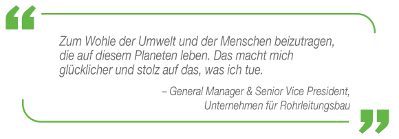 Zitat eines Kunden im Bereich Rohrleitungsbau zum Thema verbesserte Emissionsregulierung