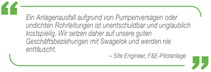 Ein Kunde mit einer F&E-Pilotanlage erzählt, wie Ausfallzeiten mit der Unterstützung von Swagelok verhindert werden können