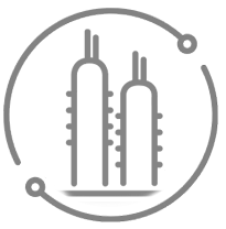 Downstream oil and gas icon: refining and chemical processing