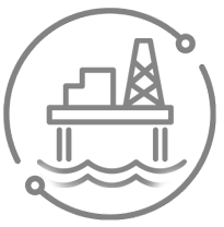 Upstream oil and gas icon: exploration and production