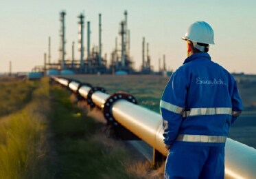 Swagelok field engineer look at an oil and gas plant